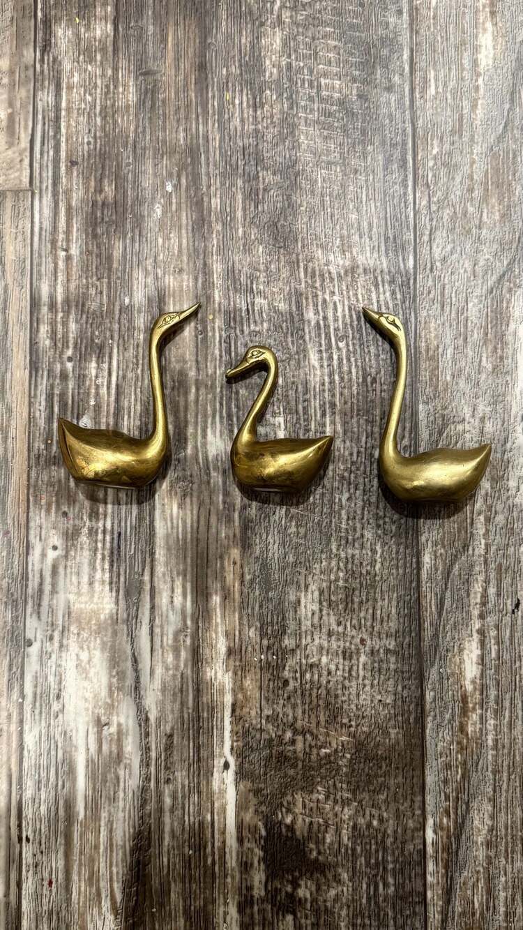 Vintage Brass Swan Figurines Set of 3
